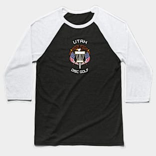 Utah Disc Golf - State Flag Dark Baseball T-Shirt